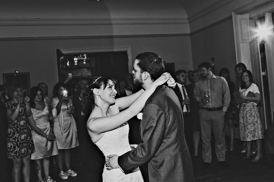 a bride and grooms first dance