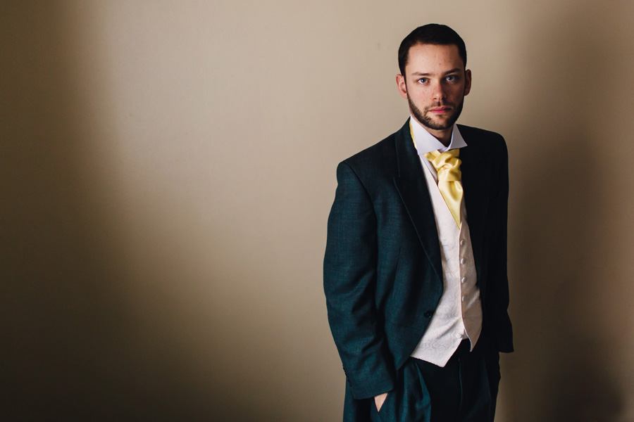 a colour photograph of a groom