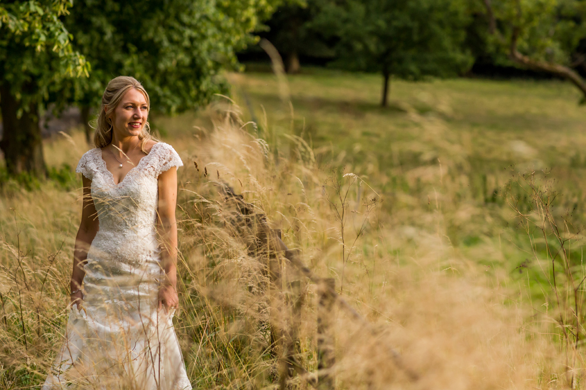 a countryside portrait of a bride