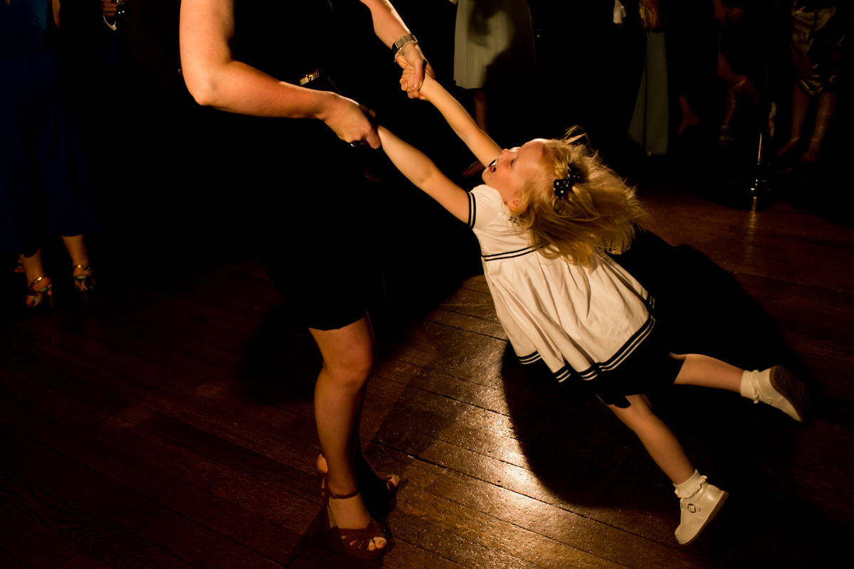 fun on the dance floor at a wedding