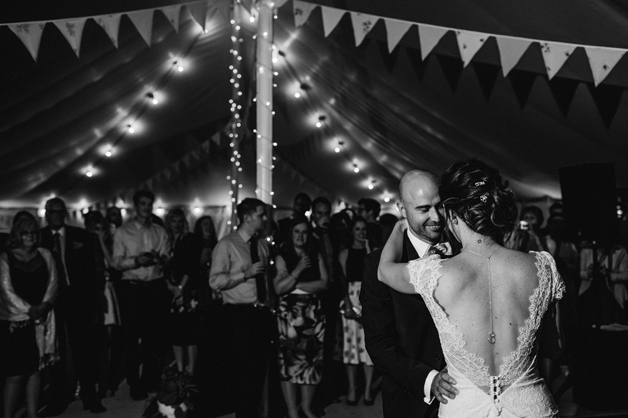 newlyweds have their first dance - Northampton marquee wedding photography