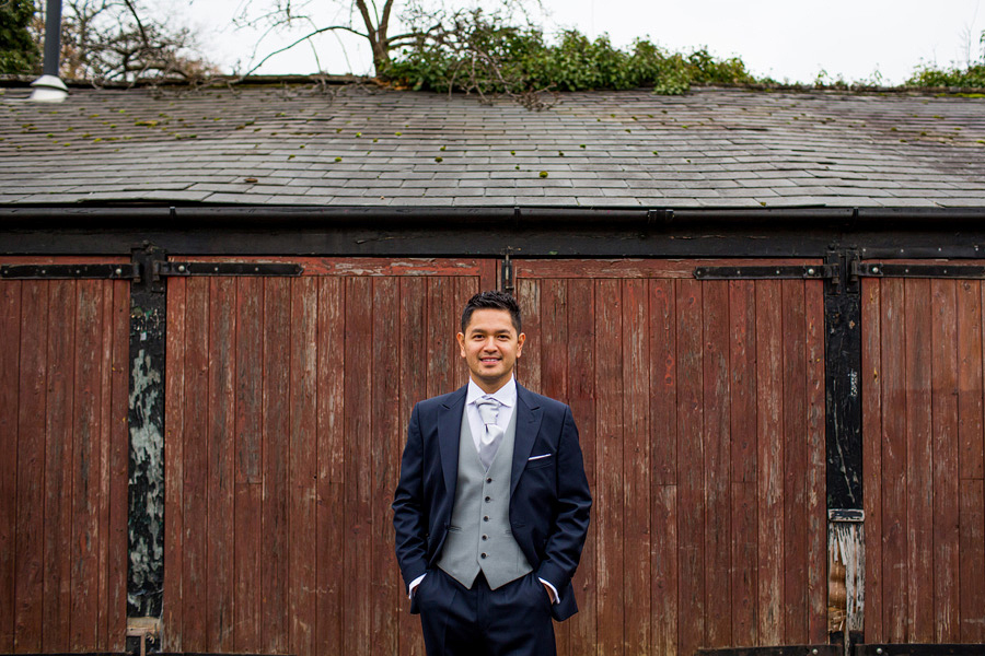 a portrait of a groom on his wedding day