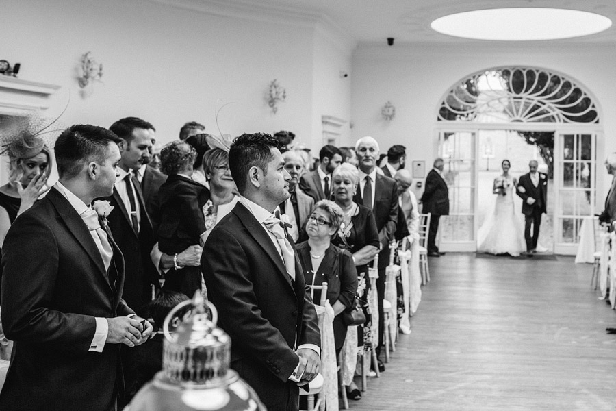 A bride walking down the aisle