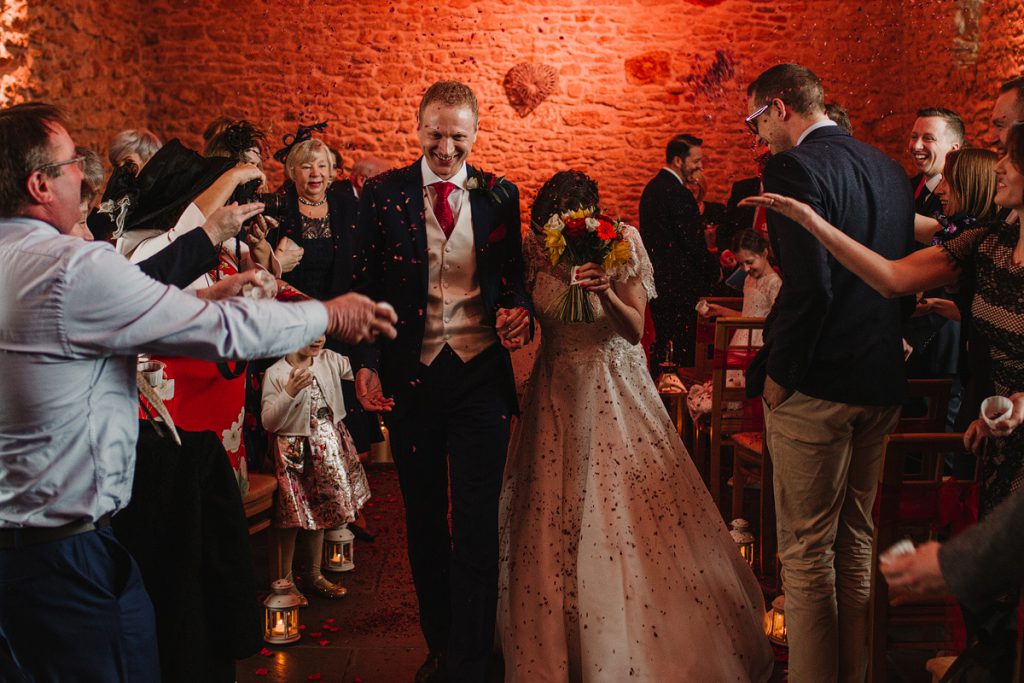 exiting the wedding ceremony