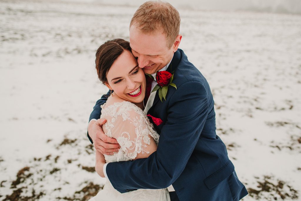 a snowy wedding at Dodford manor