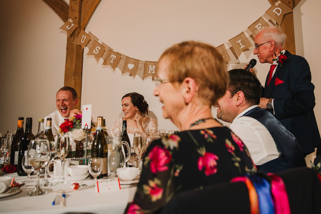 laughter during wedding speeches