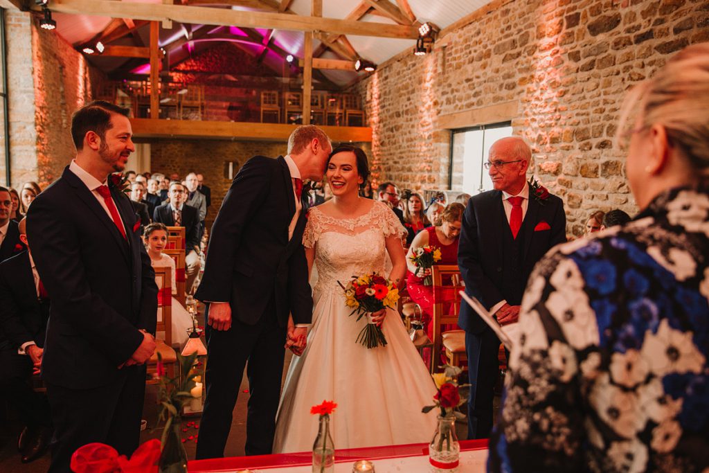 a tender moment at a wedding ceremony