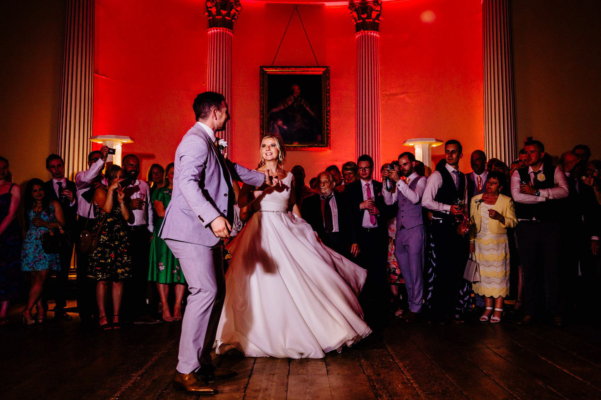 red lighting at a wedding venue