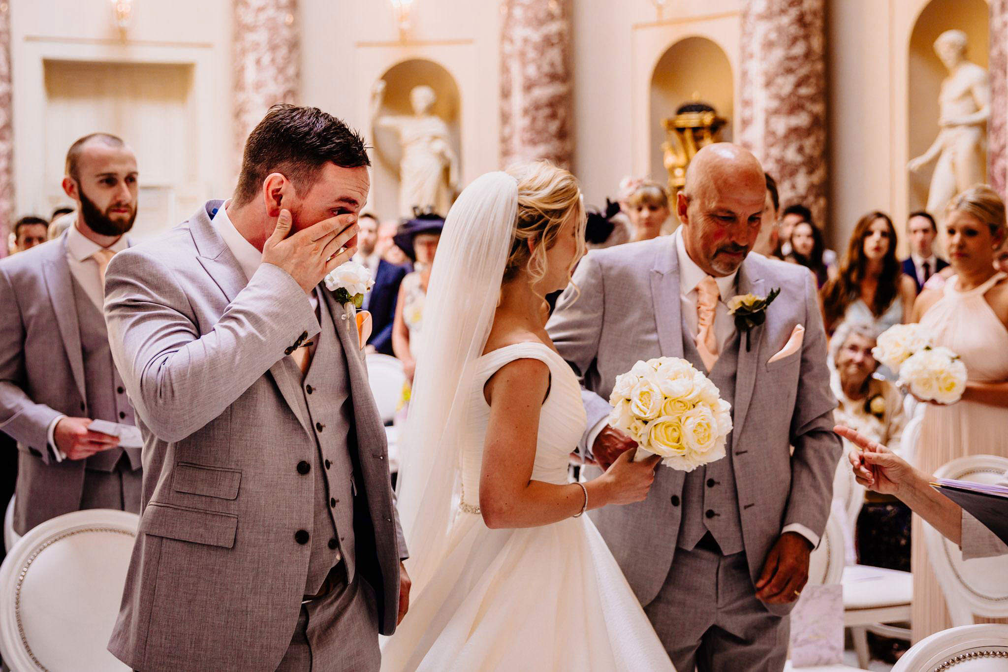 an emotional groom