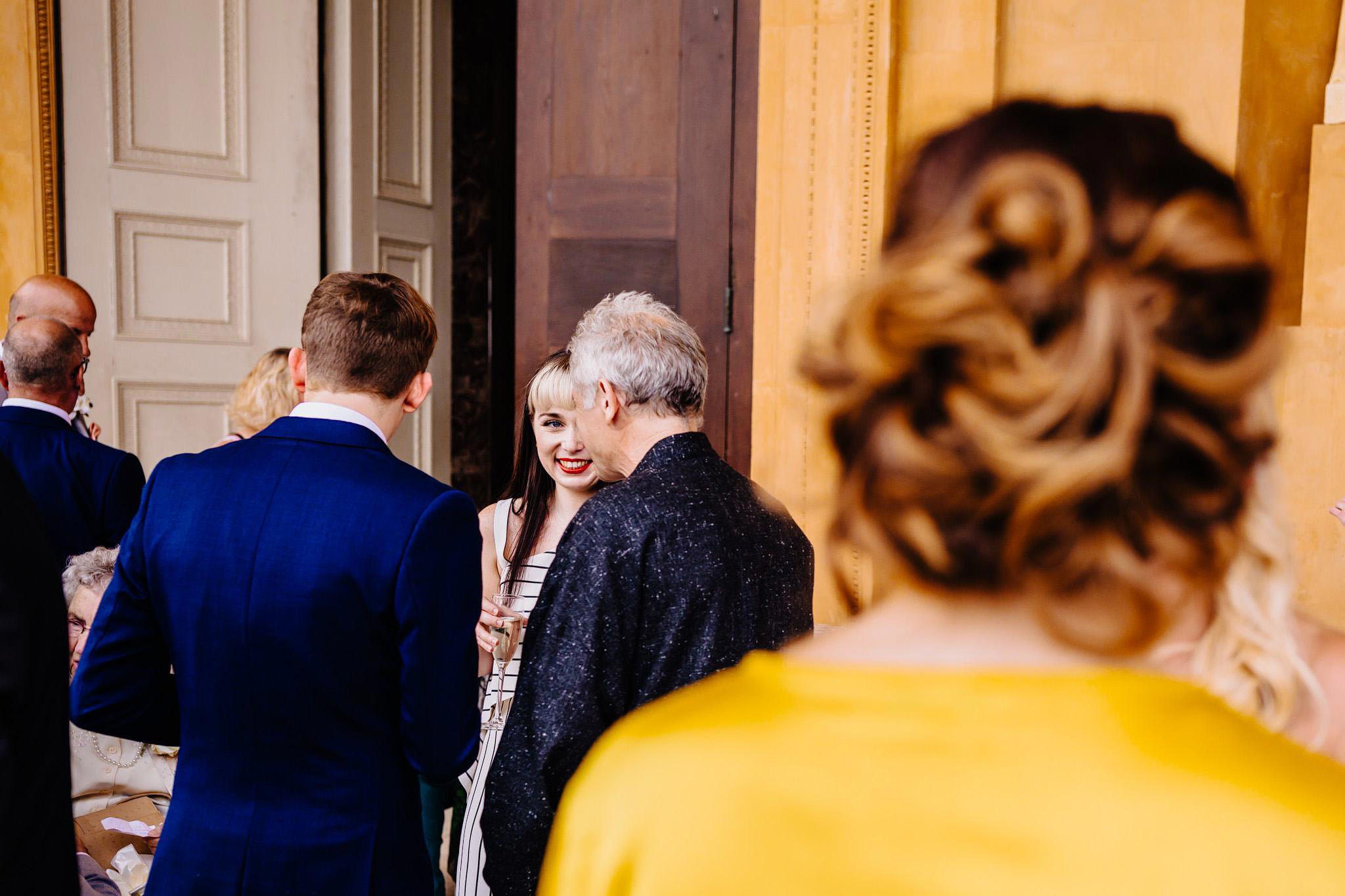 happy wedding guests