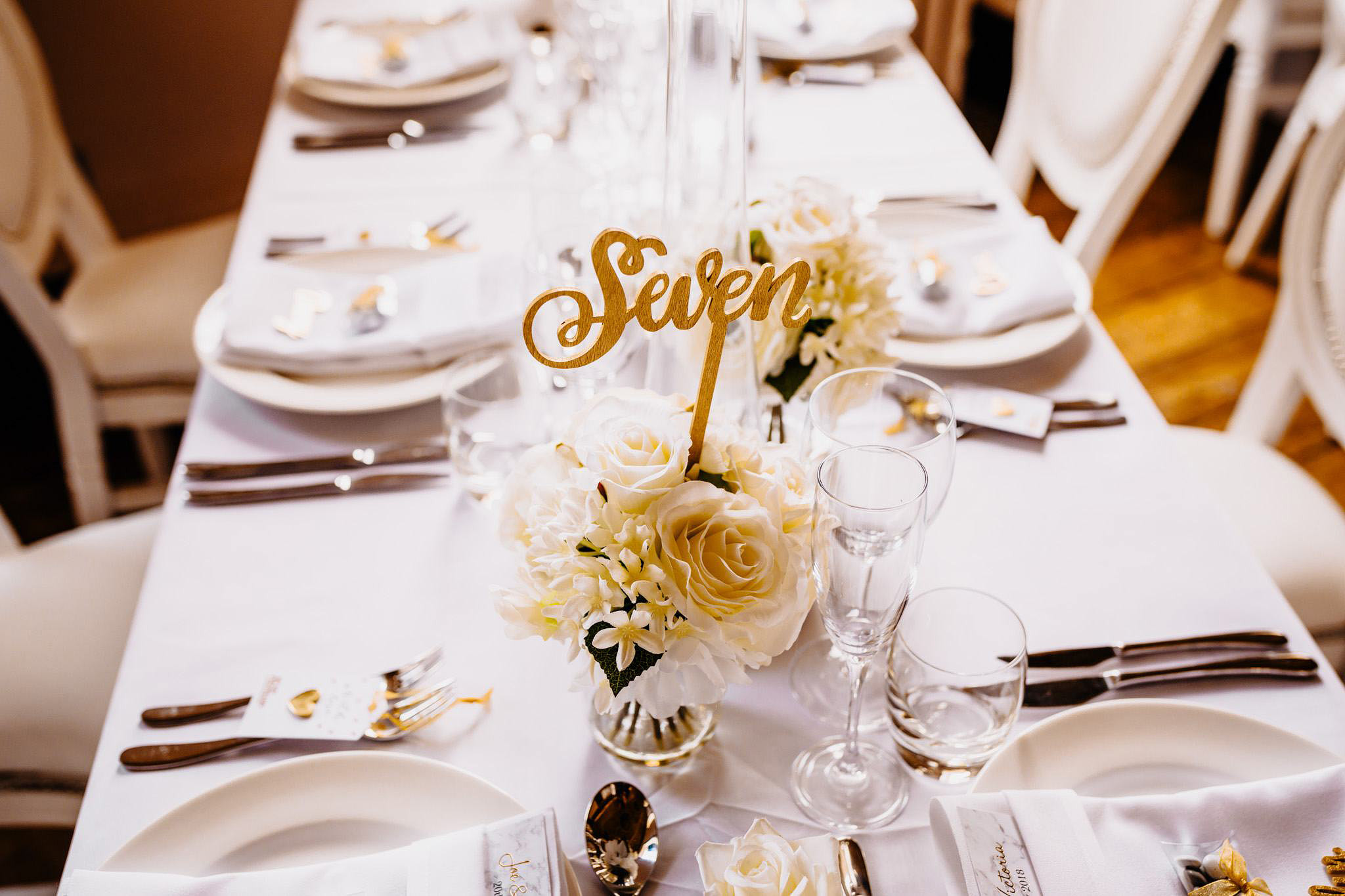 table settings at a wedding