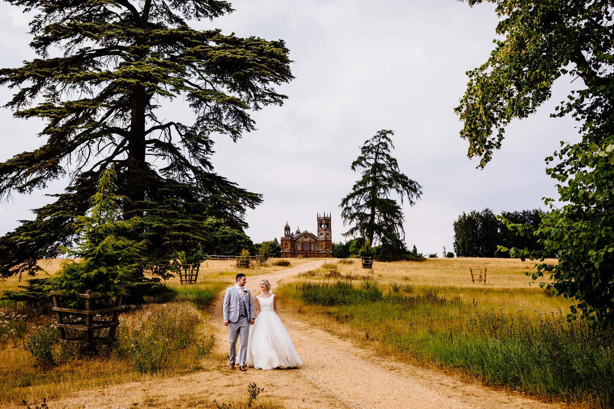 a bride and groom at stowe landscape gardens