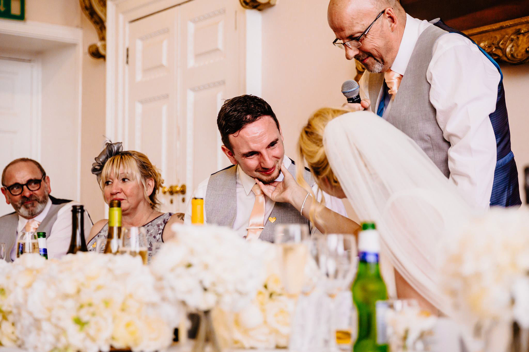 a tender moment during wedding speeches