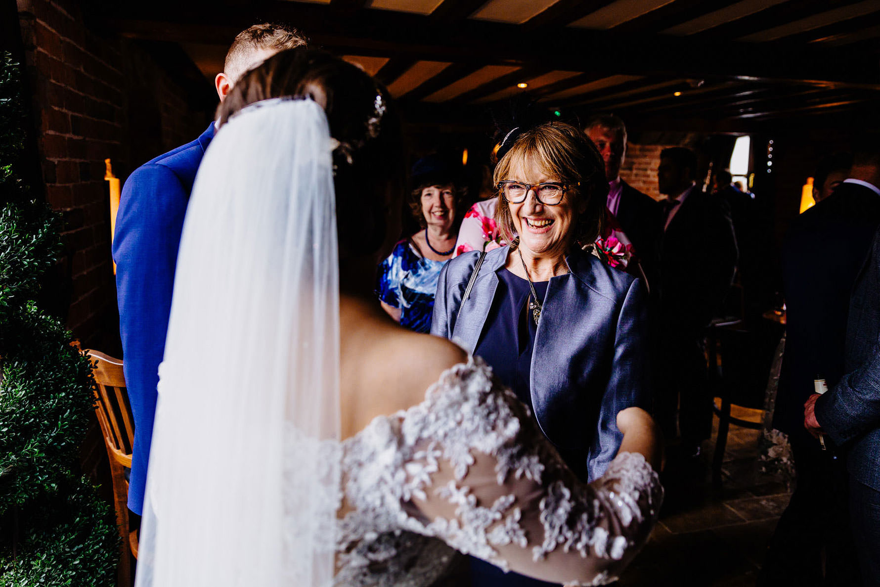 a guest congratulating the bride