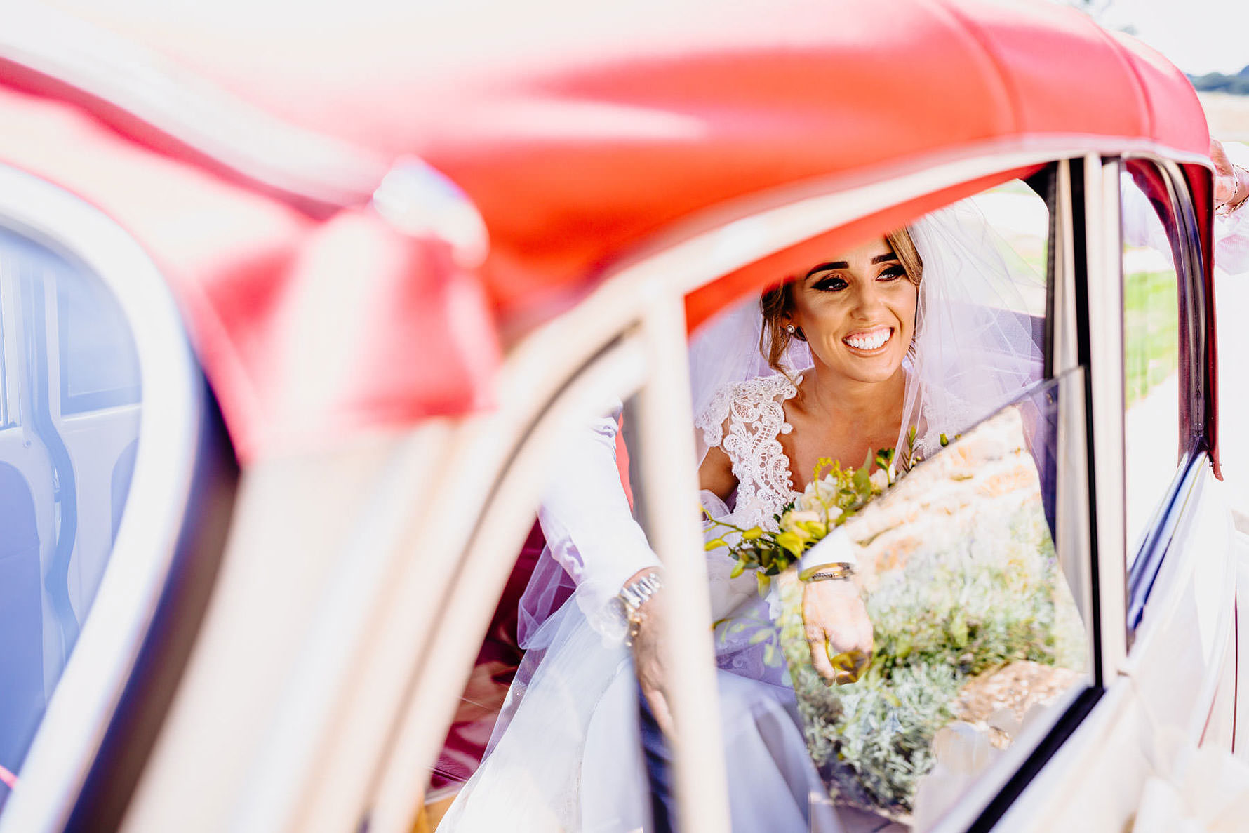 a bride arriving for her wedding