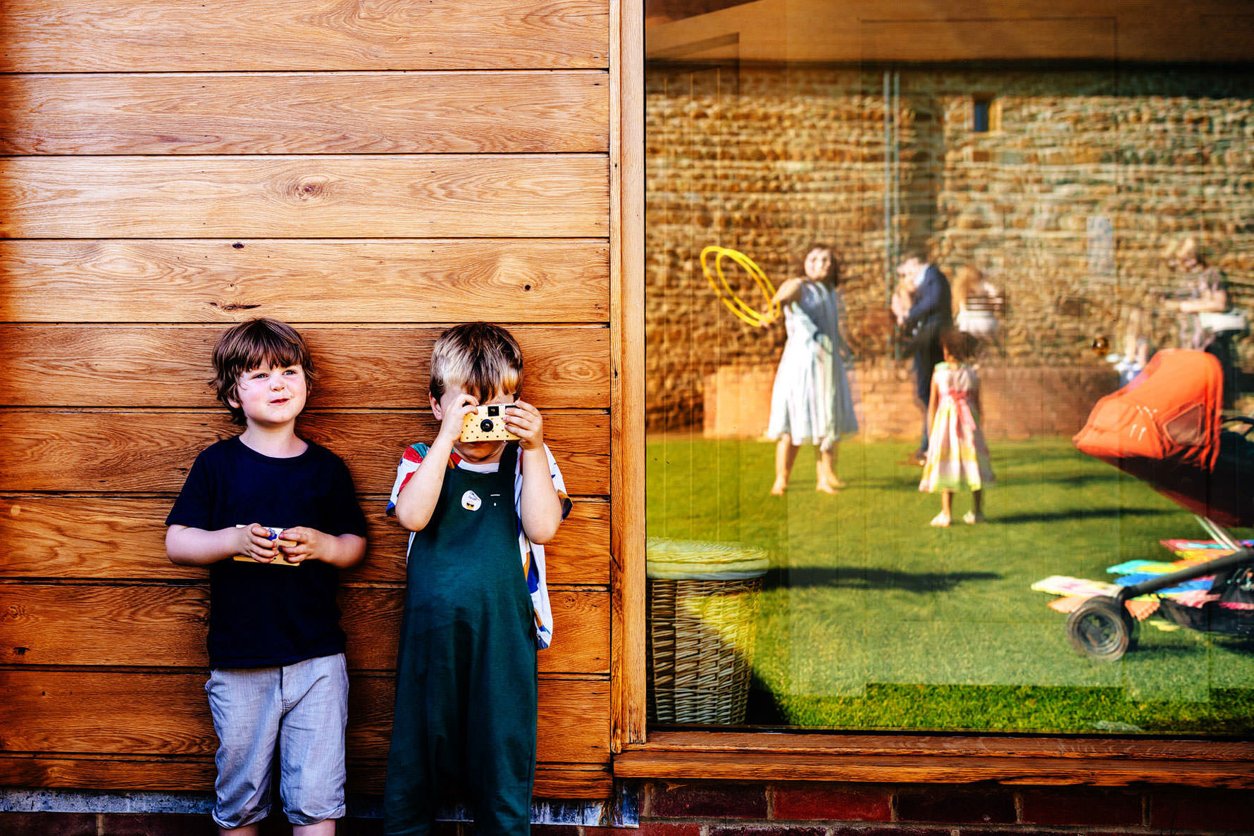 children taking photographs