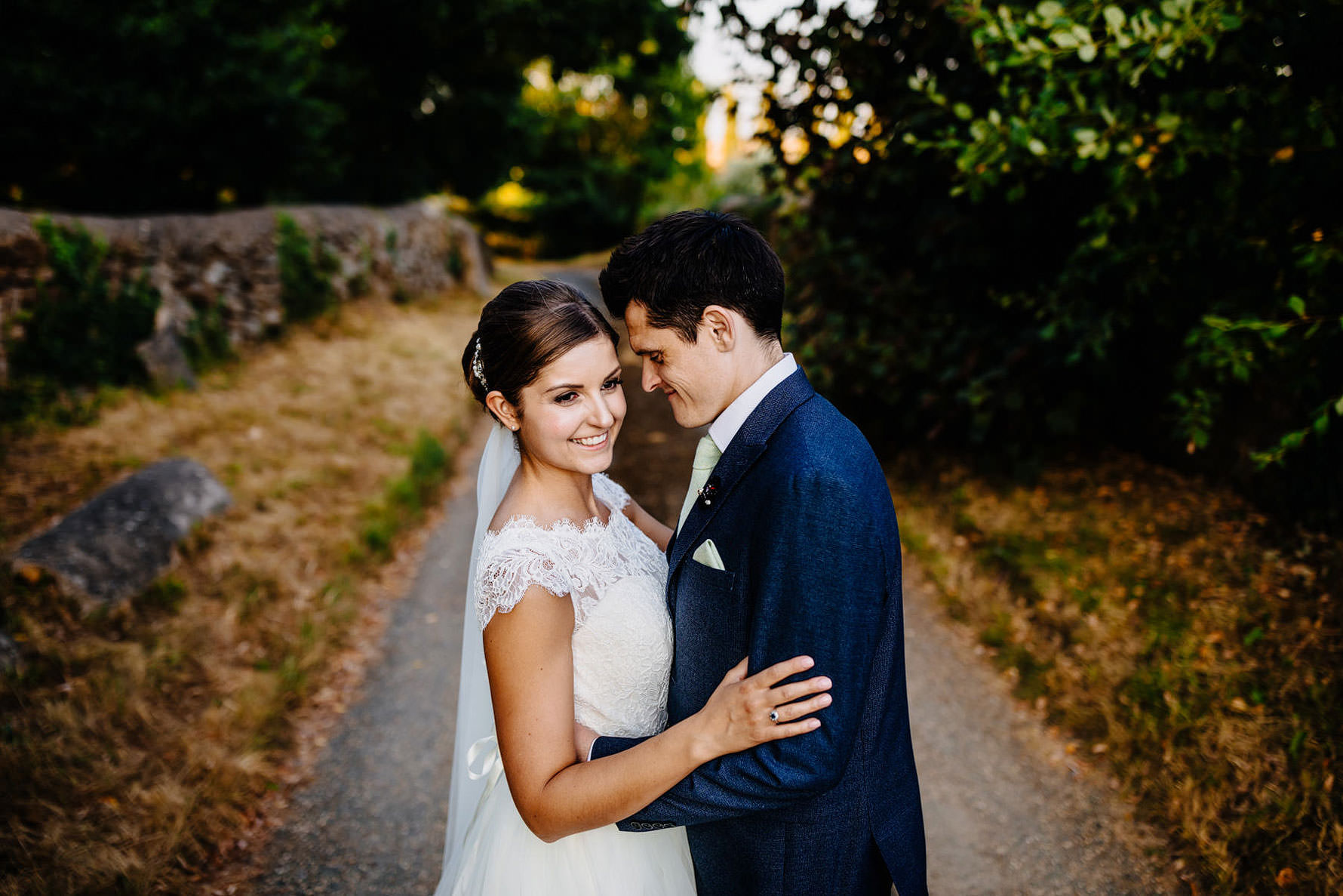 a nice moment between a bride and groom