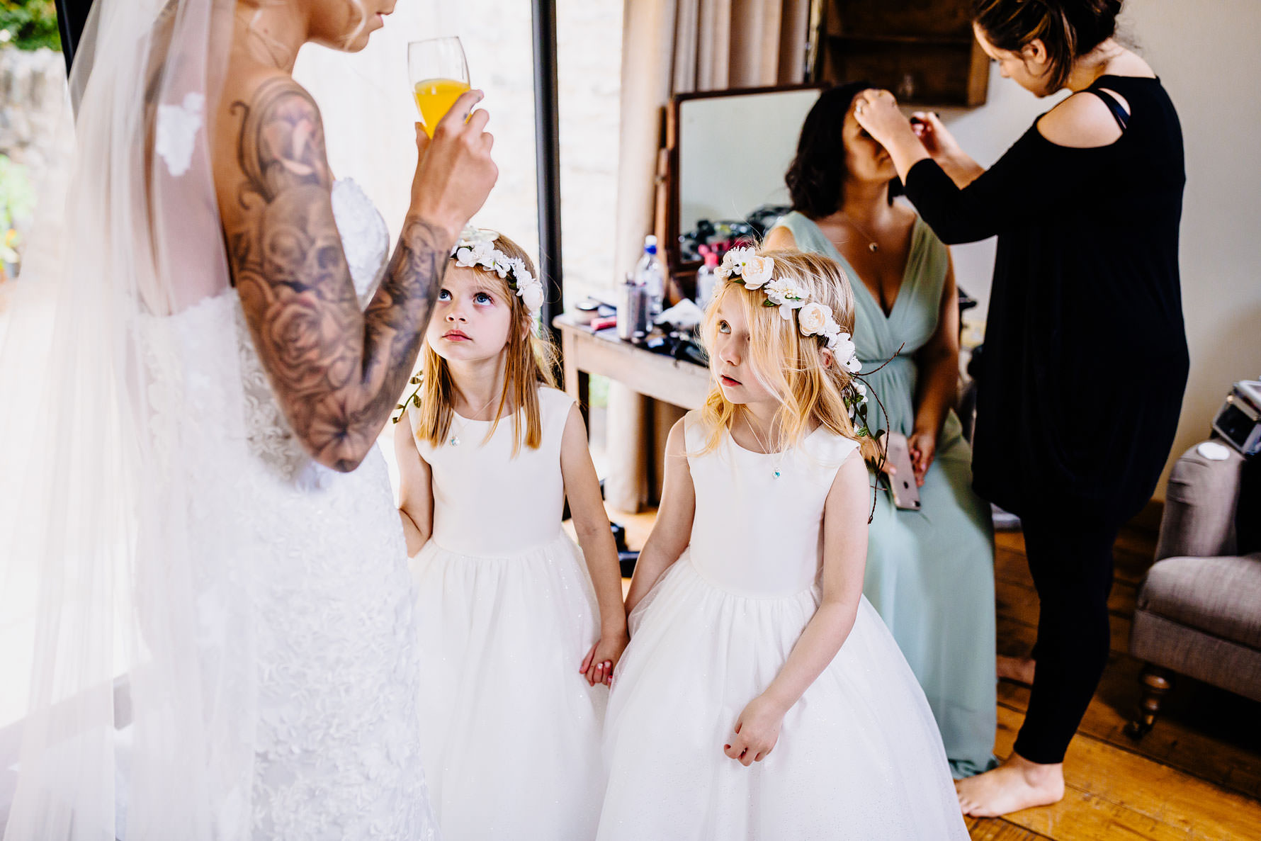 flower girls with head dresses