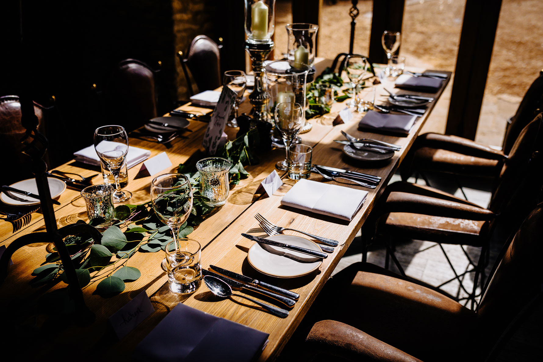 place settings for a wedding breakfast