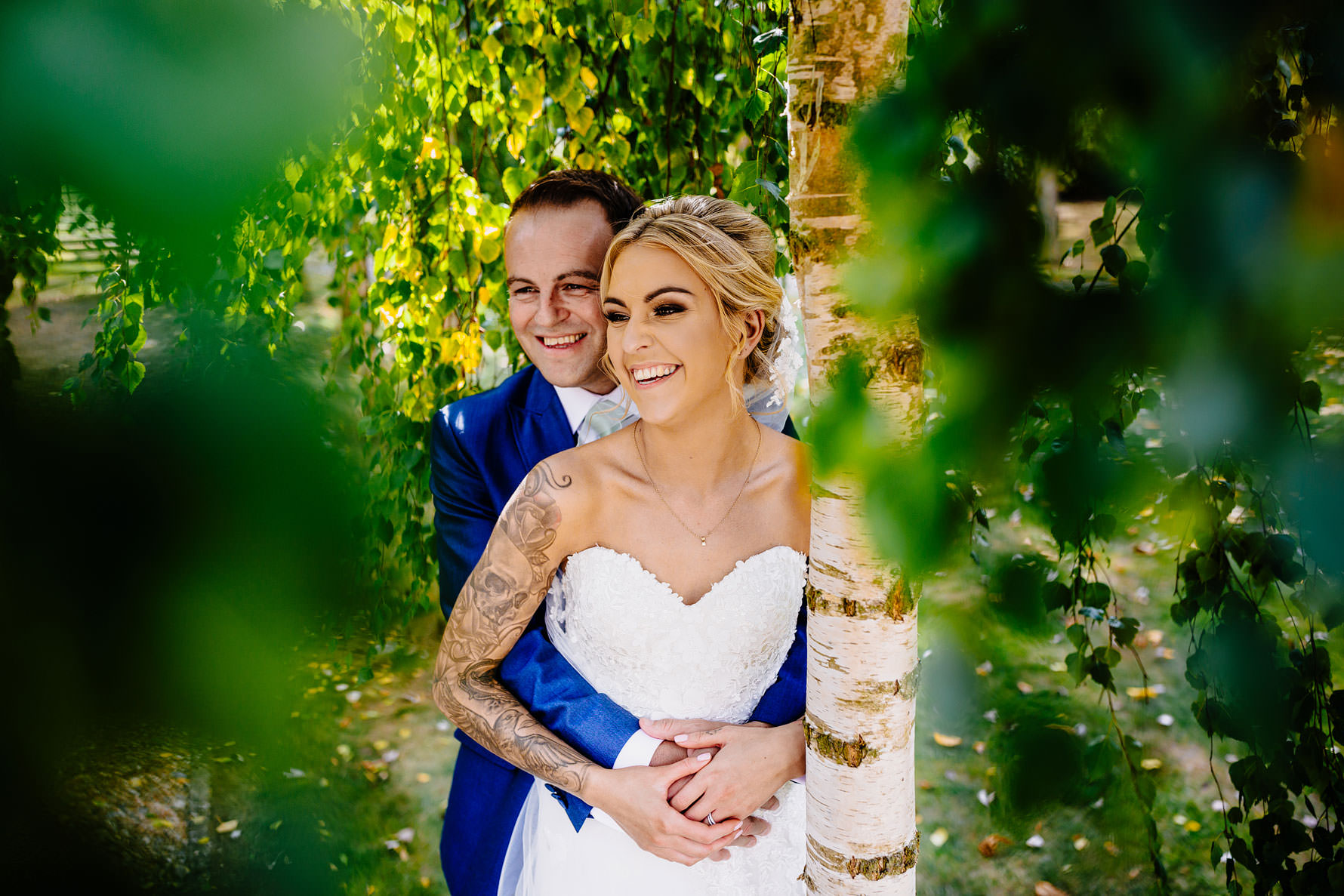 a happy bride and groom