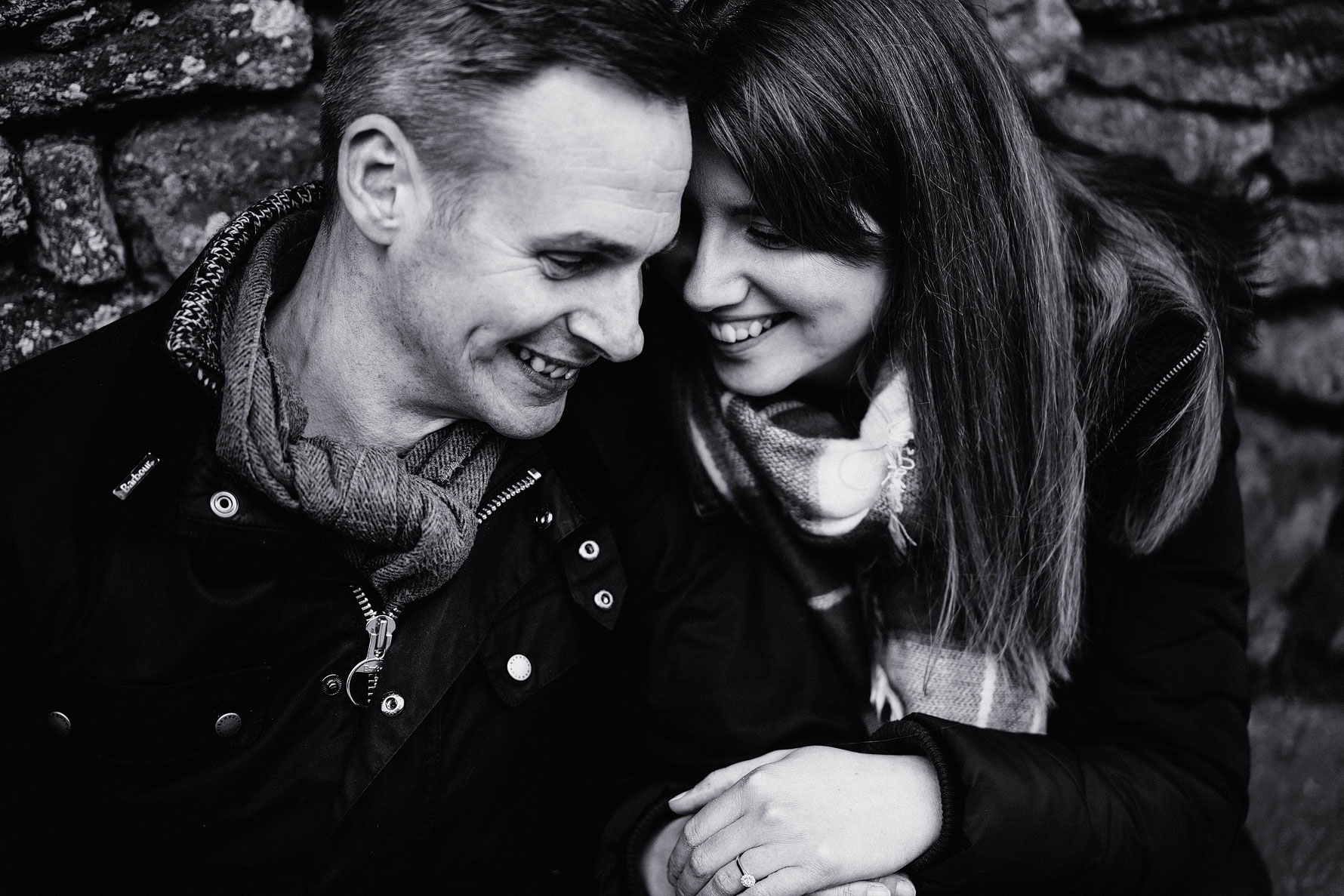 a happy couple photographed in black and white