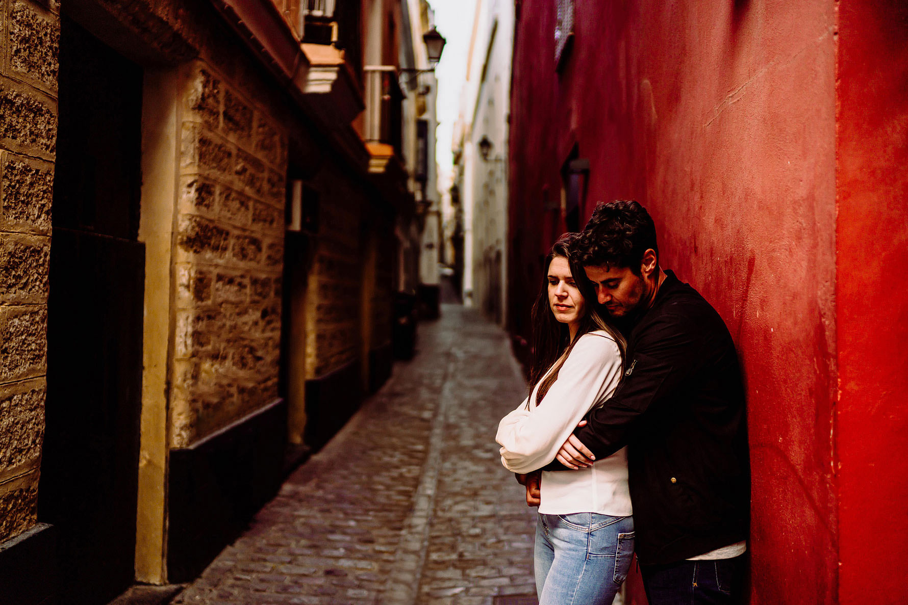 a beautiful moment from a engagement shoot in Cadiz by Elliot W Patching Photography