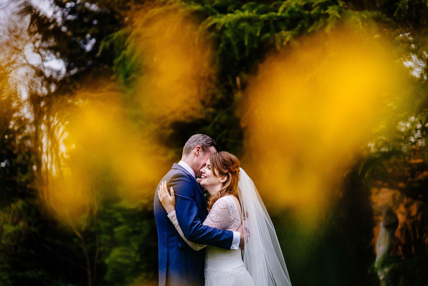 a colourful image of a bride and groom