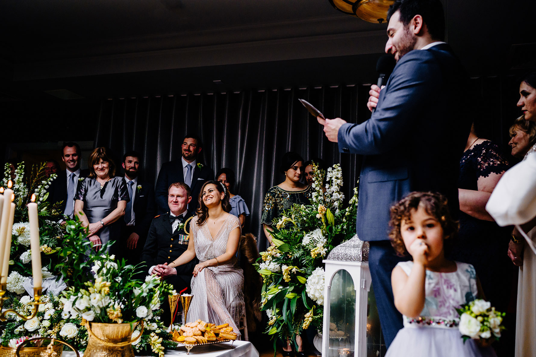 a happy bride and groom at their Persian wedding ceremony