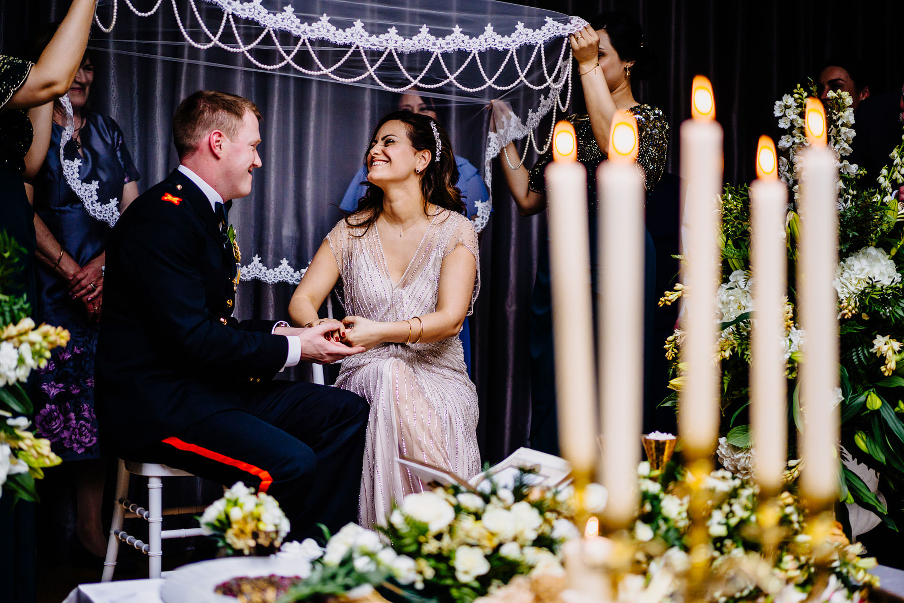 a happy bride at her wedding