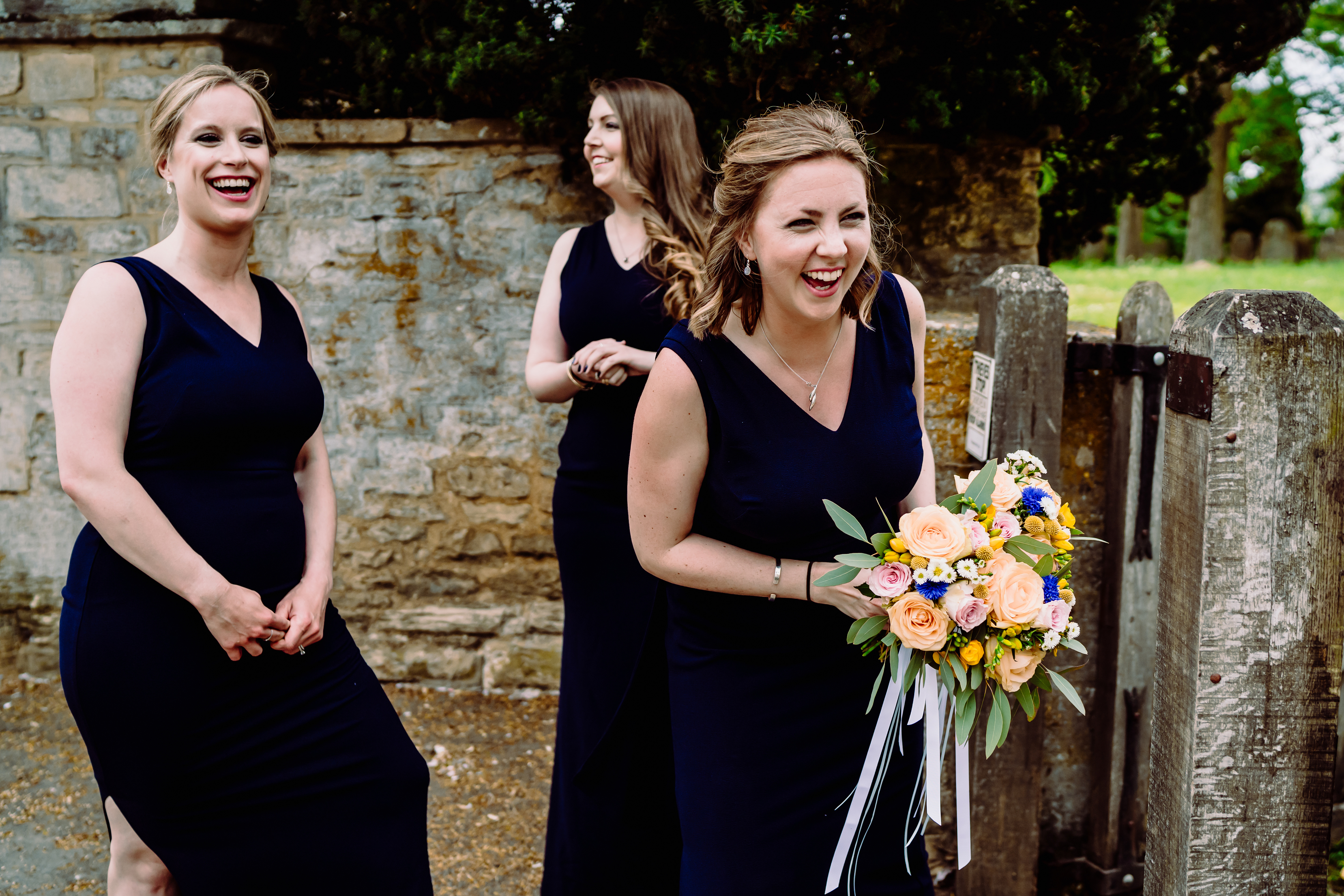 bridesmaids at a church