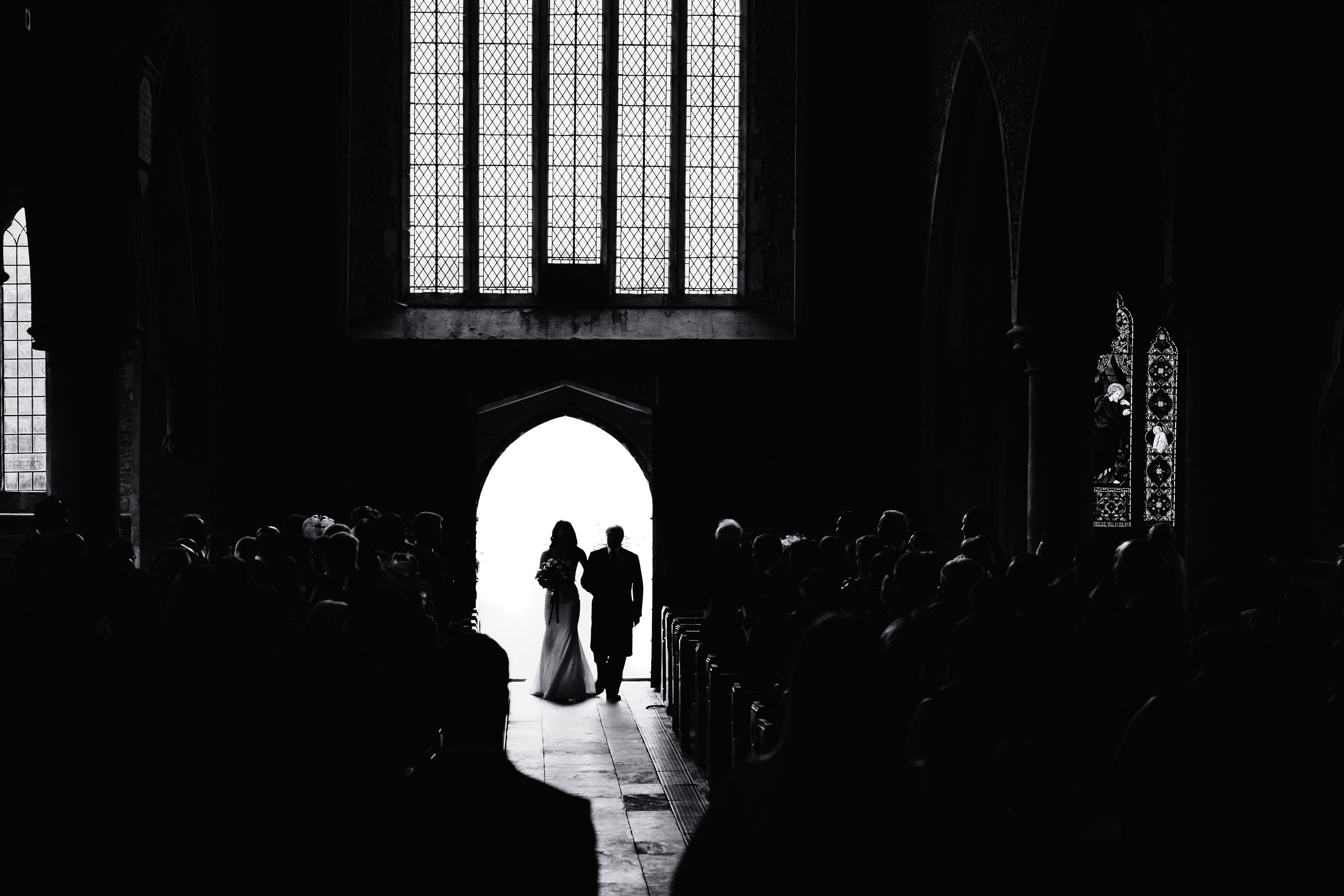 a bride walking down the aisle