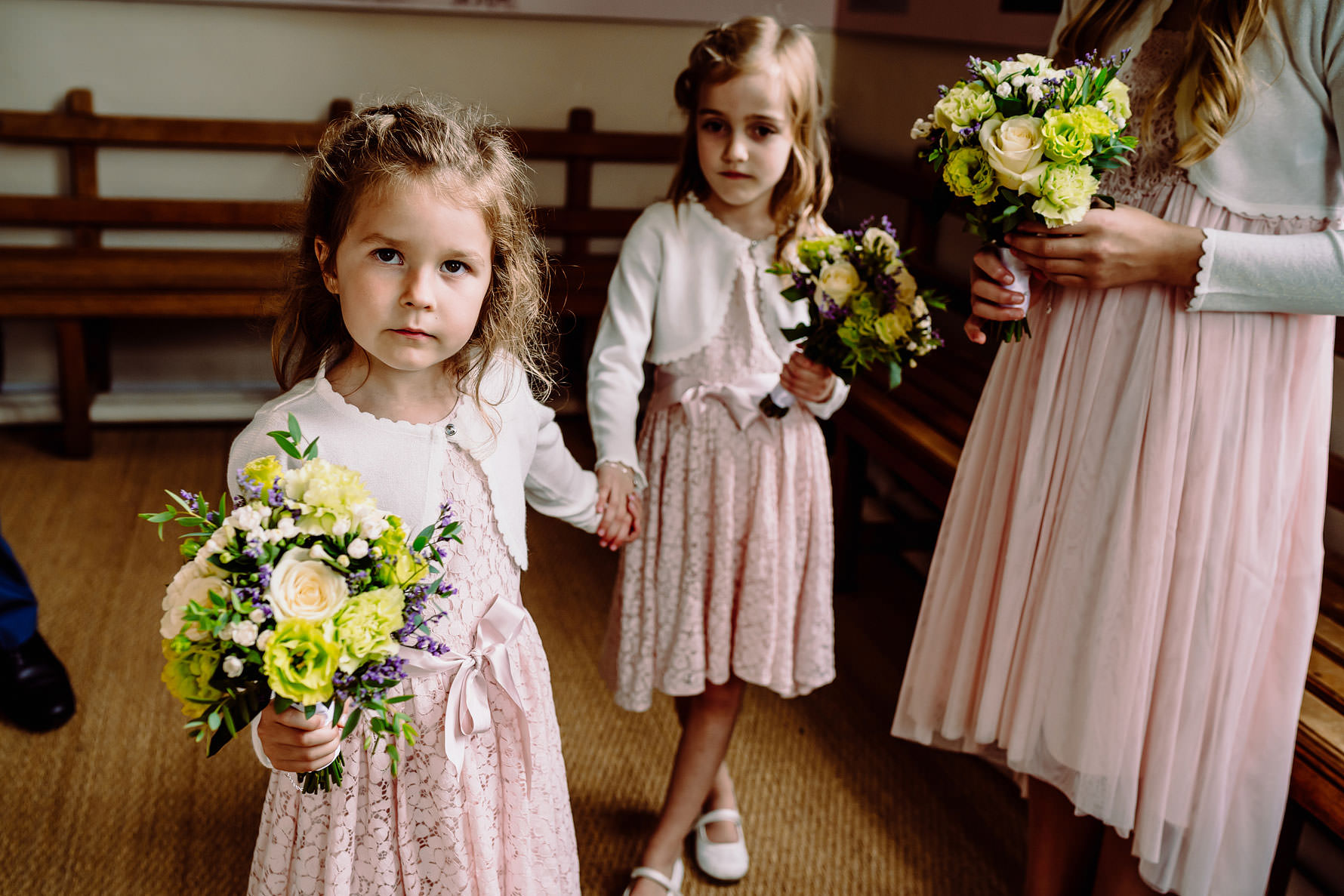 a portrait of a flower girl