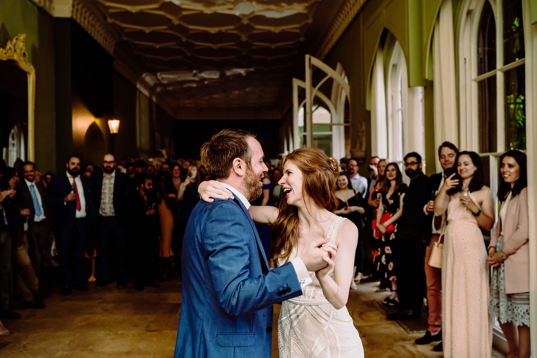 bride and groom dancing