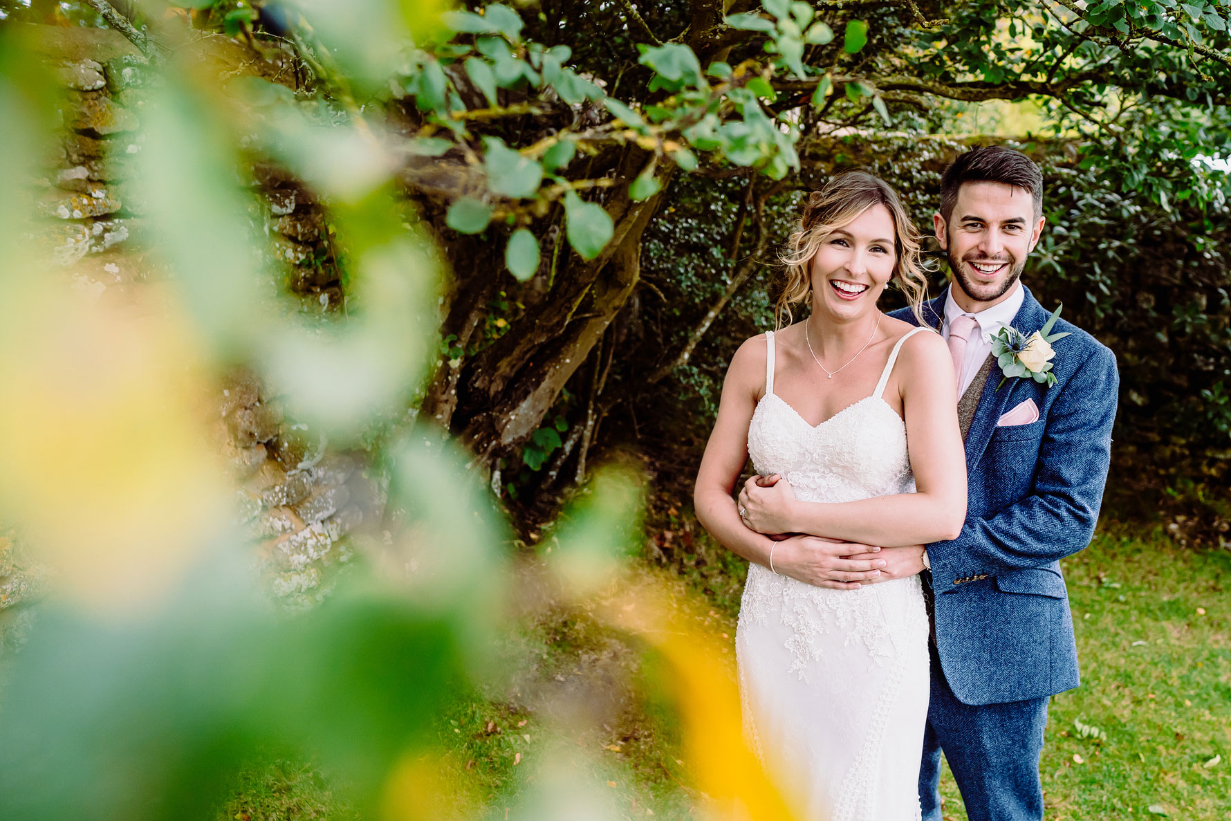 a colourful photograph of a bride and groom