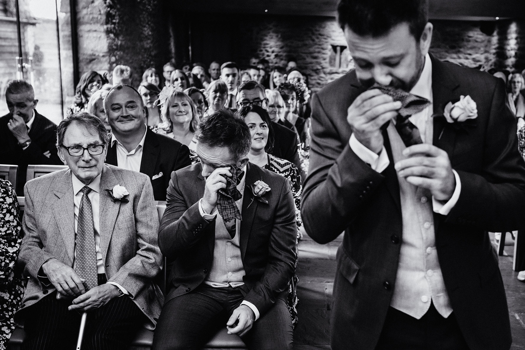 groom, brother and father all in tears