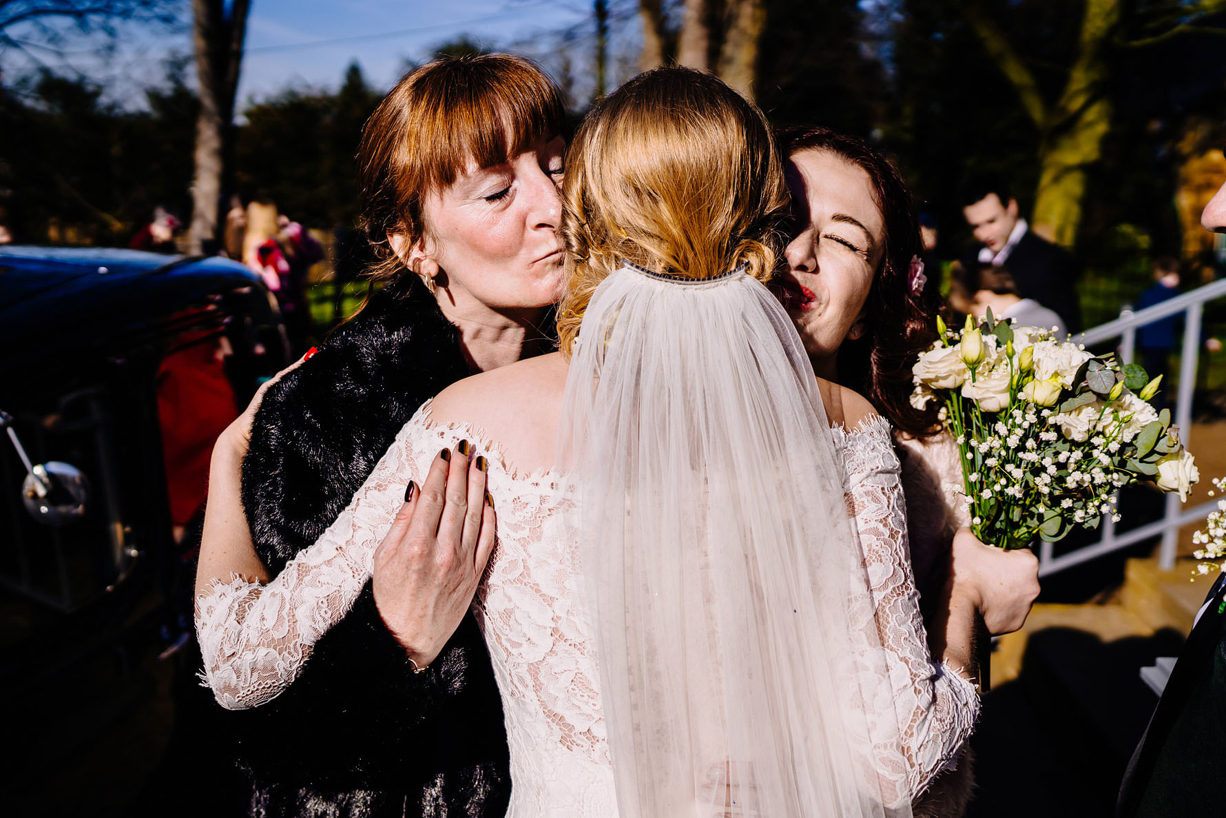 a bride is congratulated