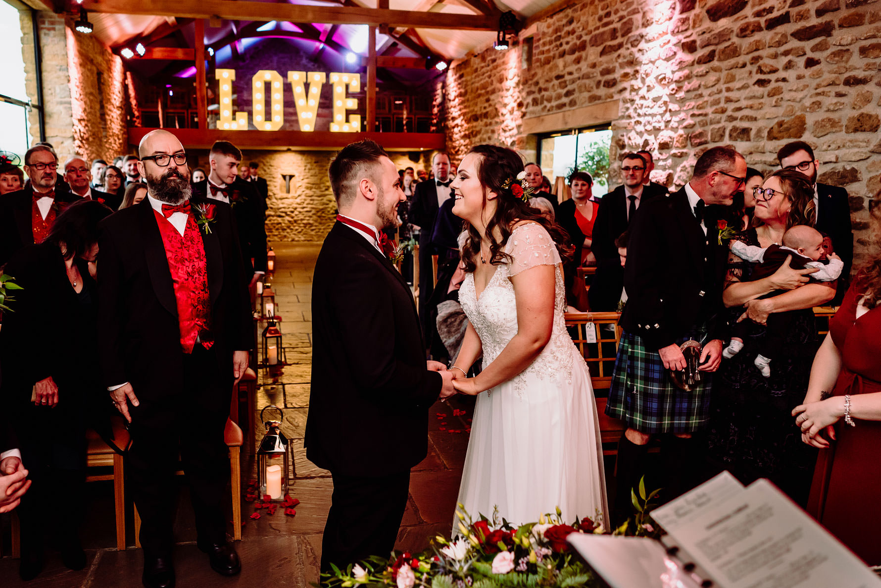 a happy bride and groom