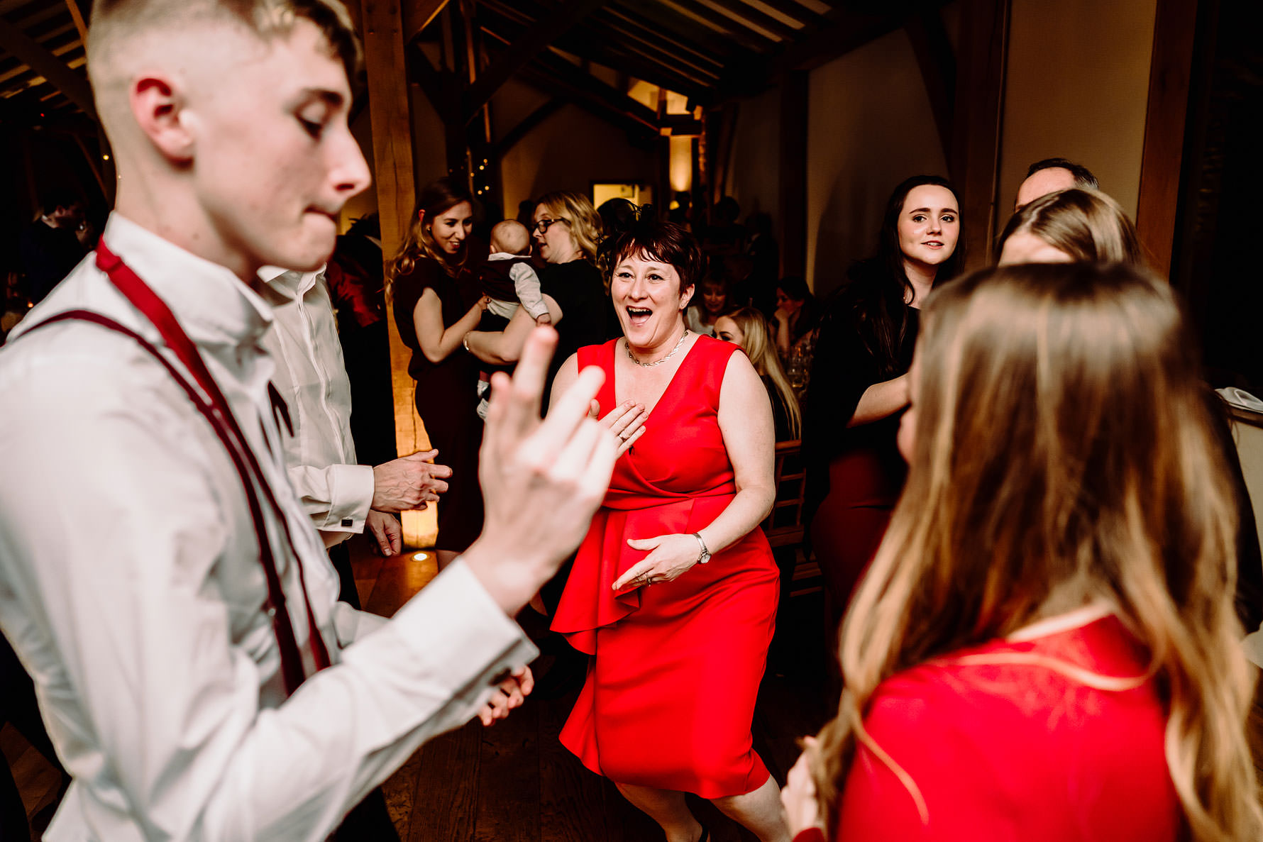 dancing wedding guests