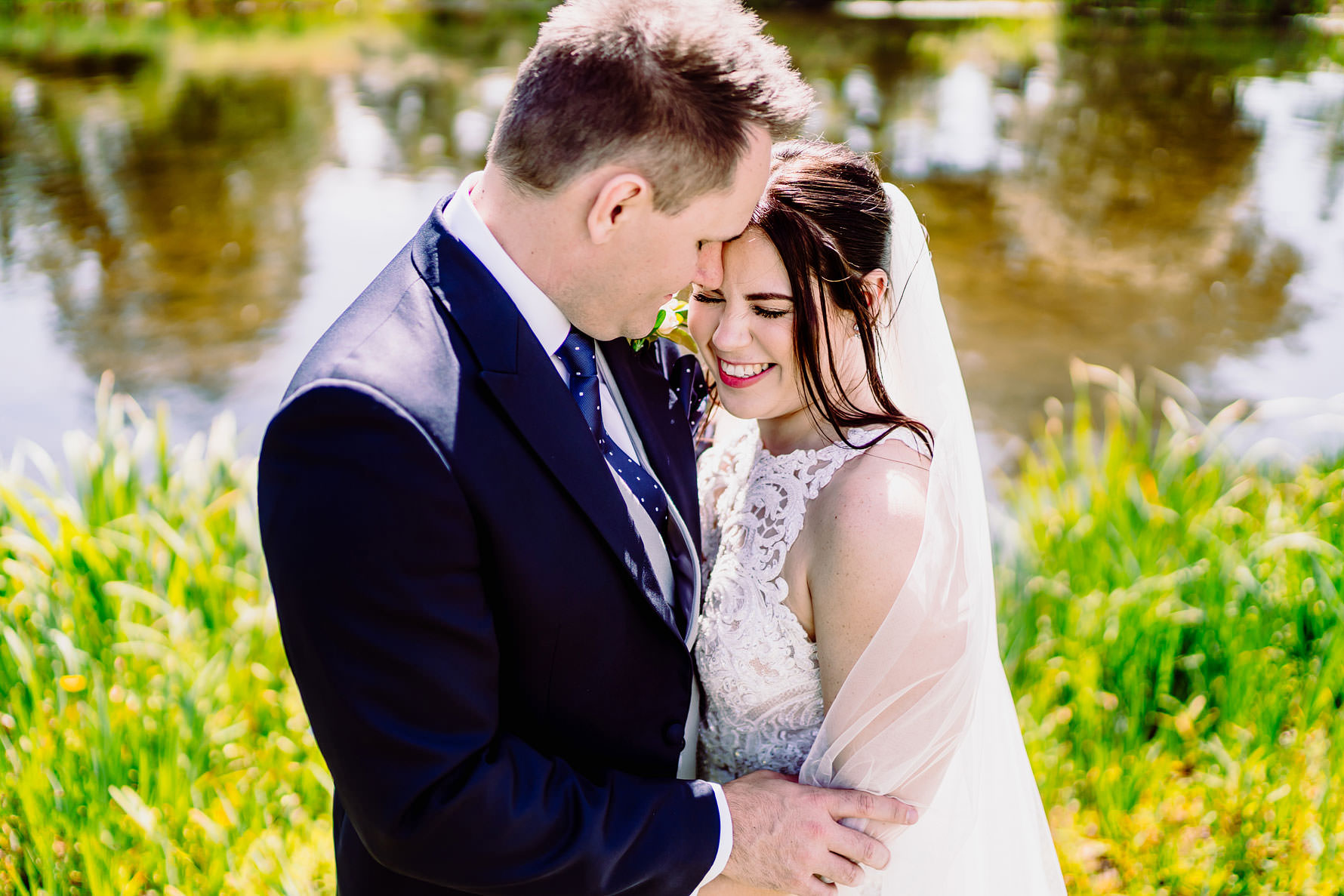 a nice moment between a bride and groom