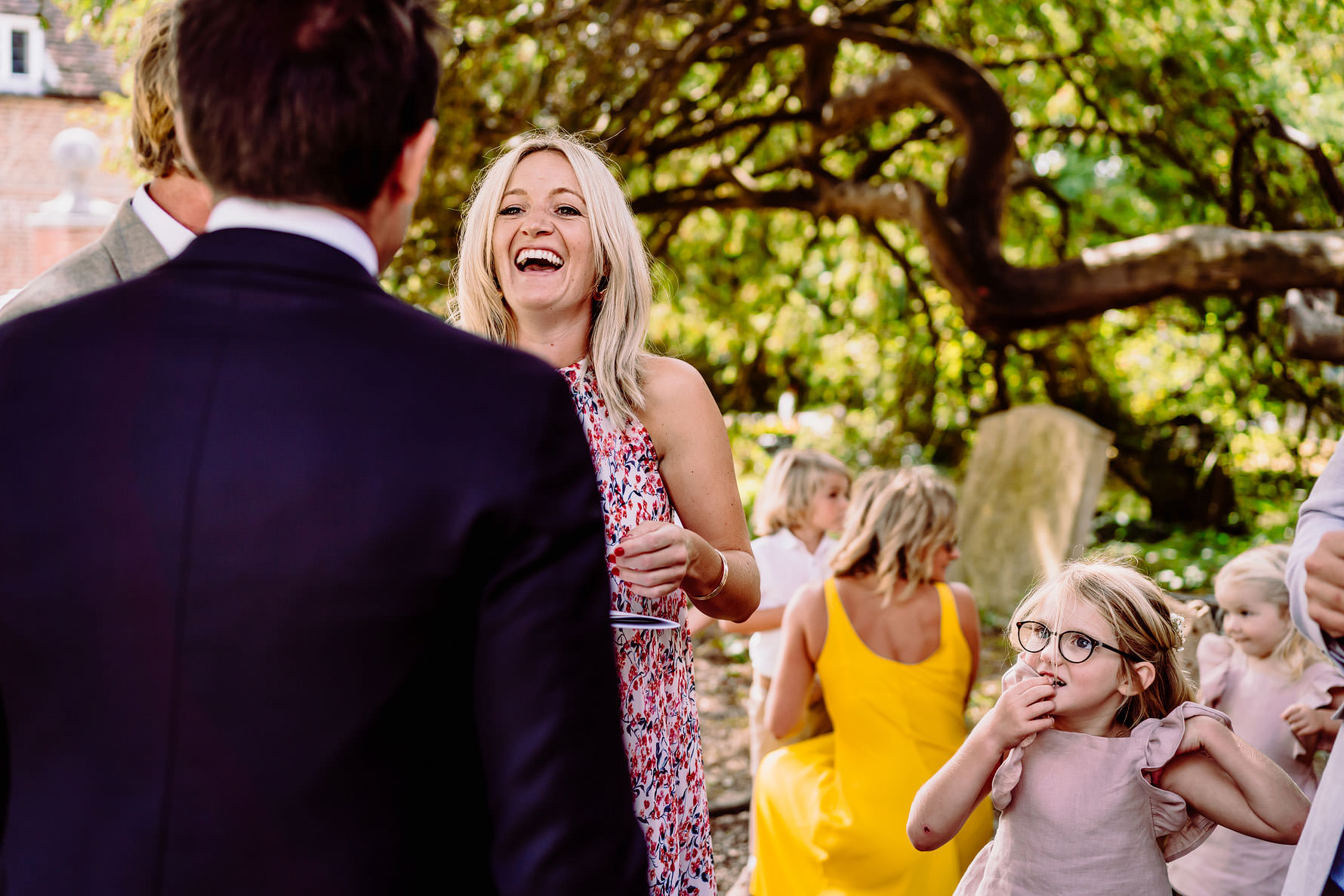 a happy wedding guest