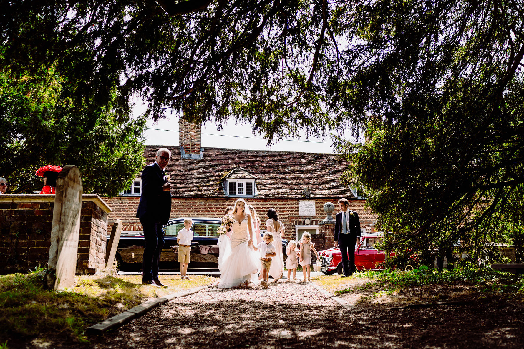 a bride arriving for her surrey wedding