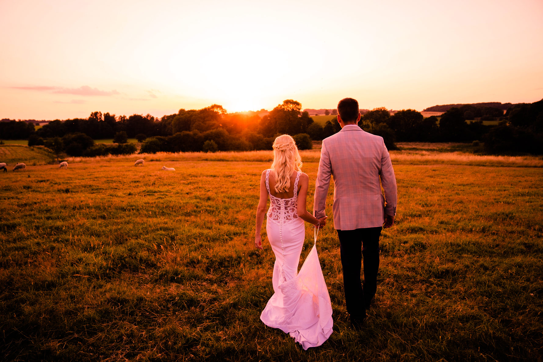 sunset wedding photography at Dodford manor
